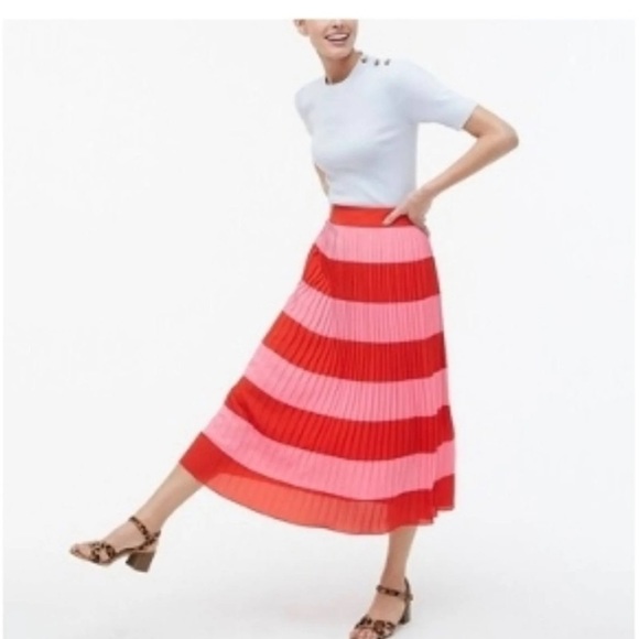 J. Crew Factory Dresses & Skirts - J.Crew Factory Pleated High Waisted Striped Midi Skirt Size 6